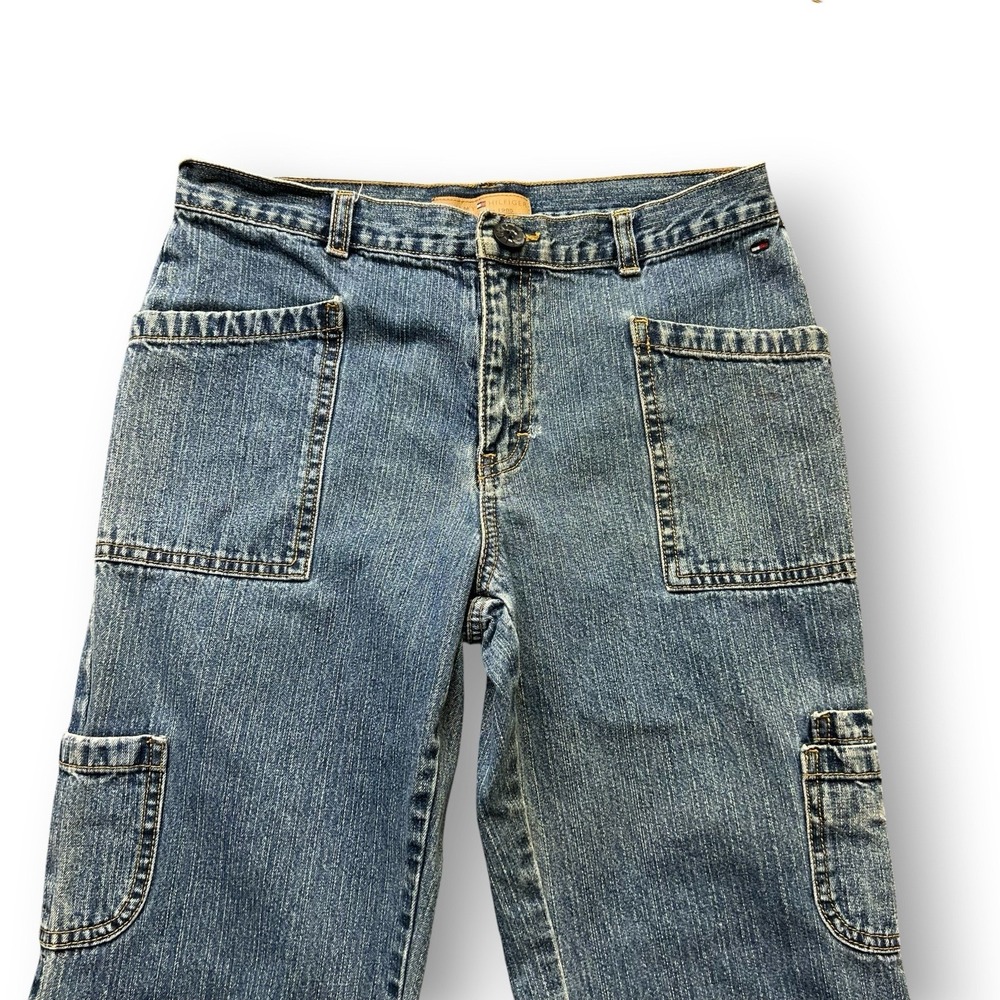 Vintage Tommy Hilfiger Denim Skater Shorts Womens 16 Y2K Cargo Patch Utility